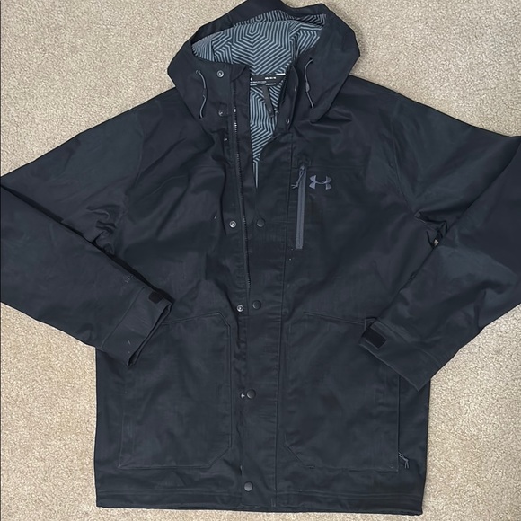 Under Armour Black ColdGear Infrared Jacket Water-Resistant Material Sz Medium